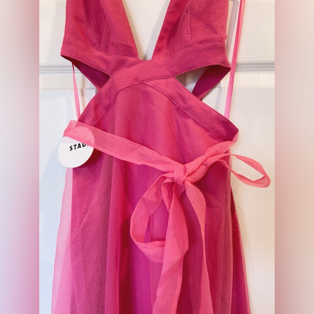 NWT Staud Steel Cutout Halter Maxi Dress Blush Pink Size 4 - Picture 6 of 8